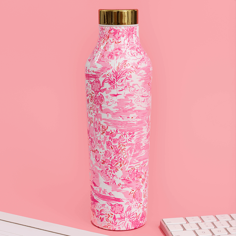 Stainless Steel Water Bottle, Seaside Scene