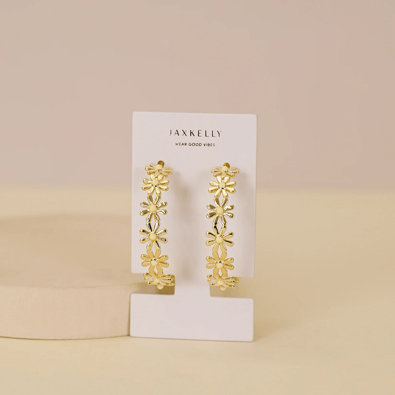 Large Daisy Hoop - Enamel Flower Center