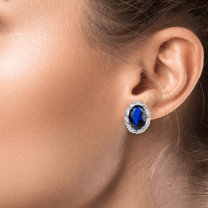 15 Cttw Oval Cz W/ Oval Trim Post