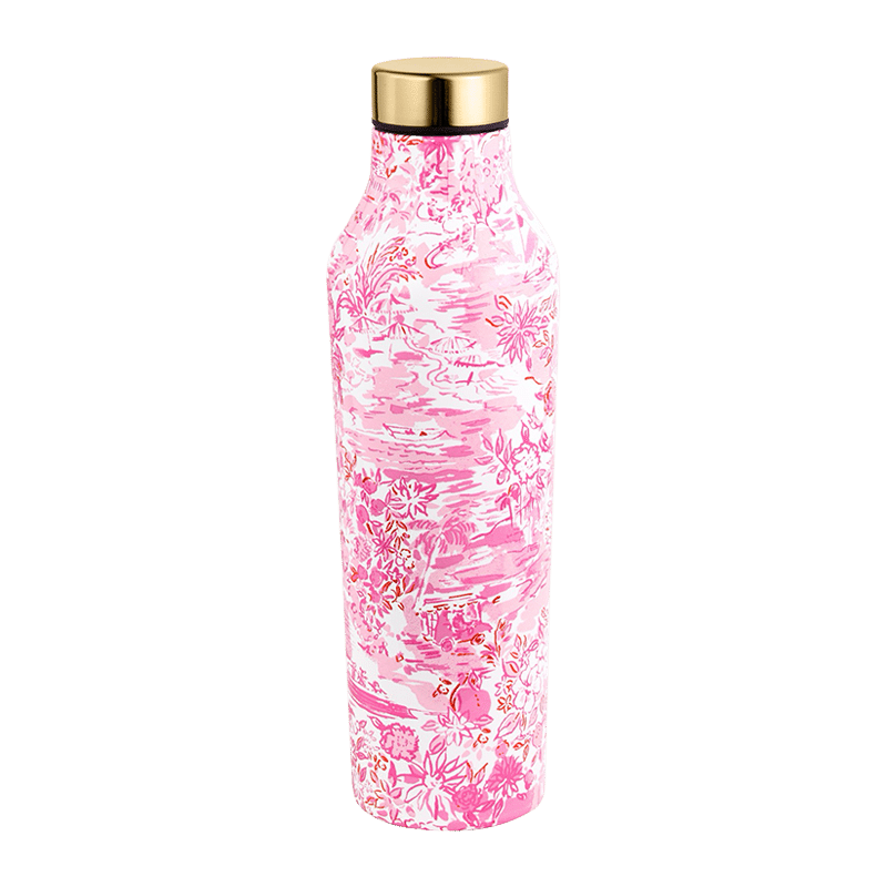 Stainless Steel Water Bottle, Seaside Scene
