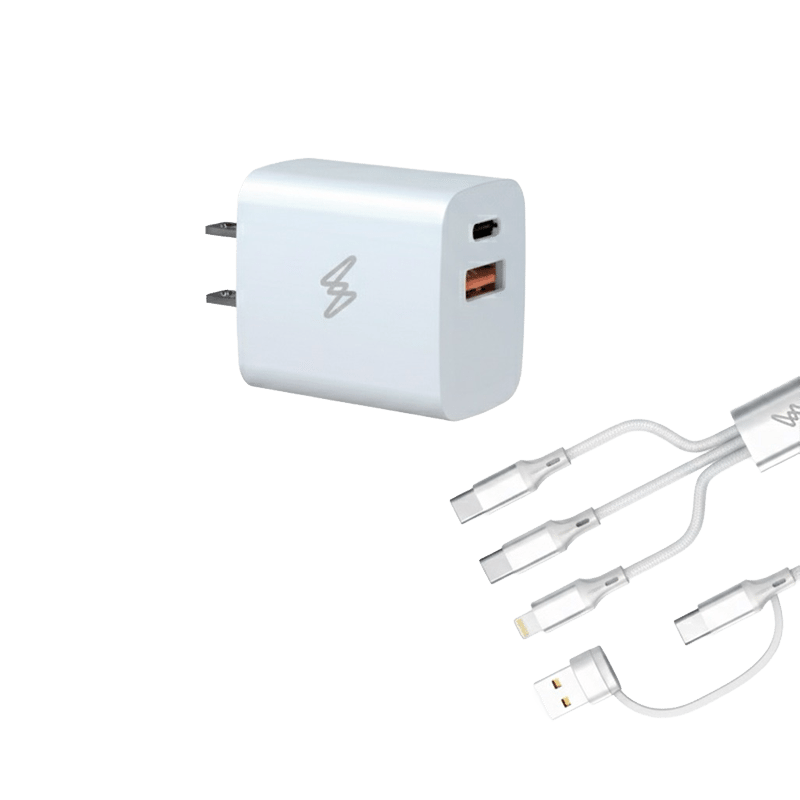Tech Mod USB PD 20W Wall Charger with 6-in-1 Cable (White)
