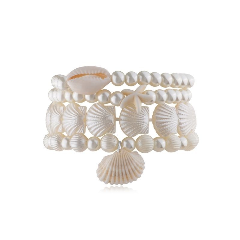 4 Strand Stretch White W/Shell Accents