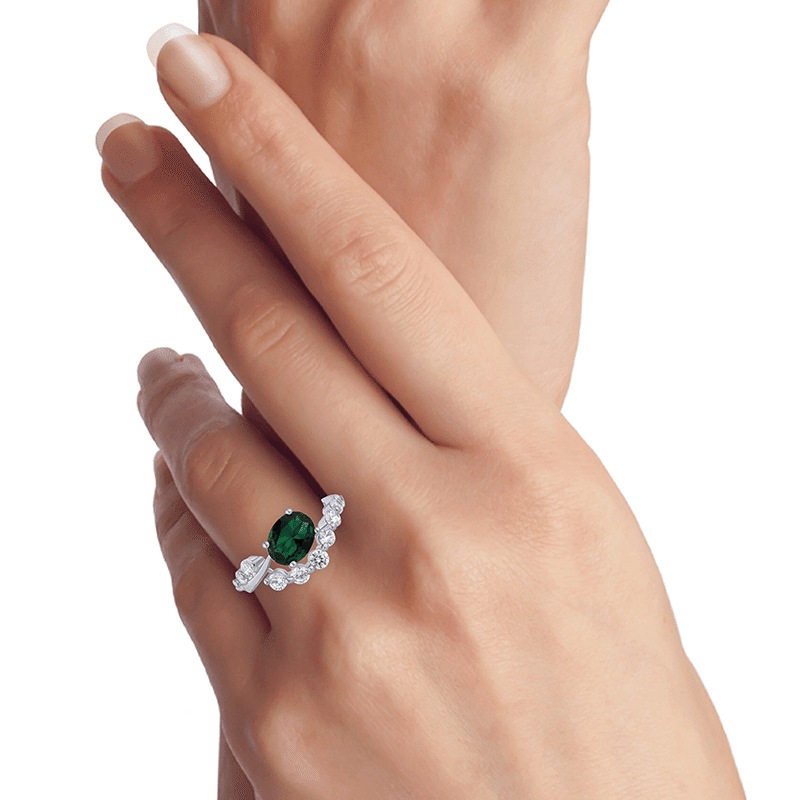 2Cttw Oval/Round Cz Half Border Ring - Size 6