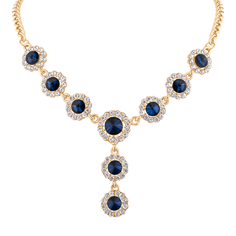 Blue "Y" Front Necklace