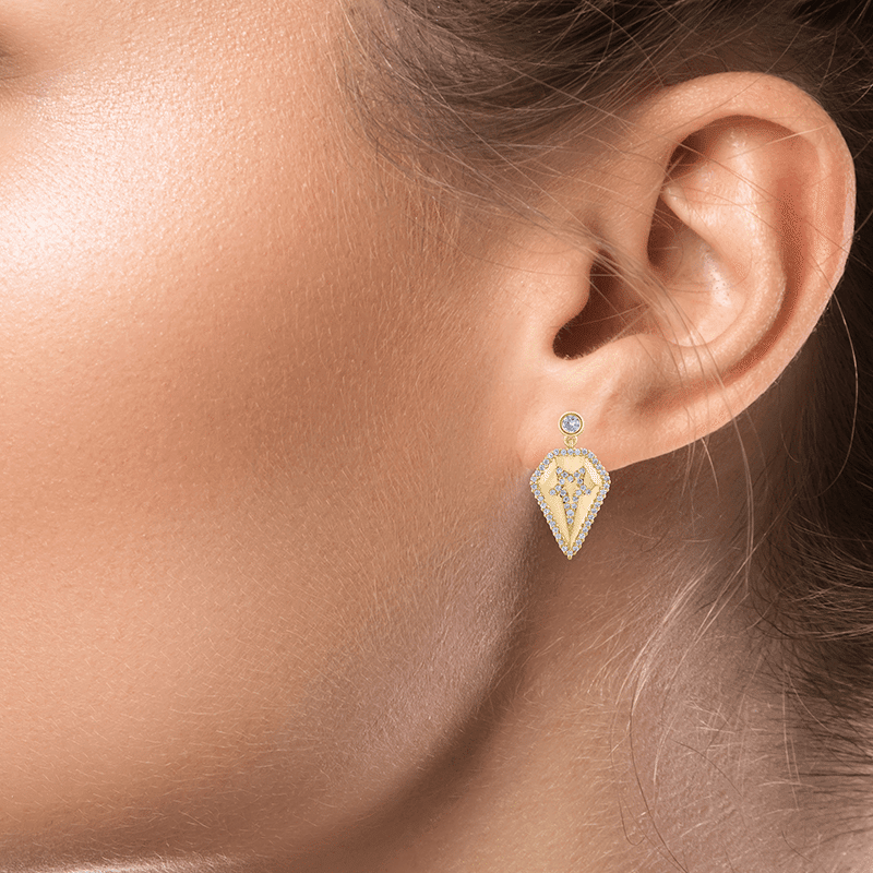 Pointed Pentagon Cz Drop Earring