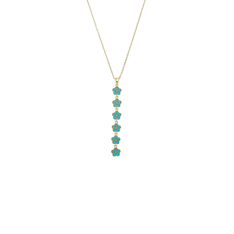 Turquoise Multi Flower Drop Necklace