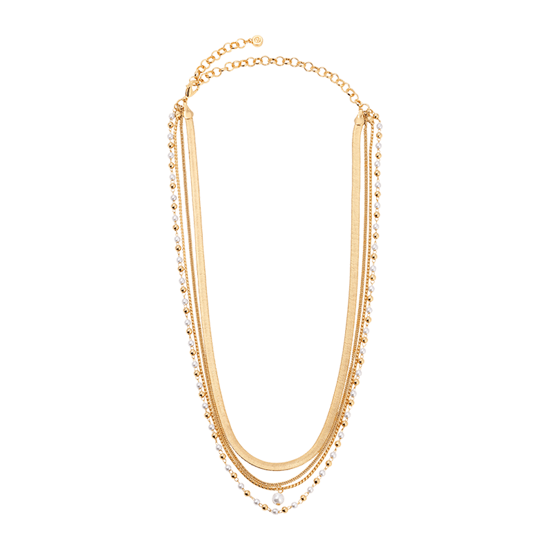 All the Chains Pearl Layered Necklace