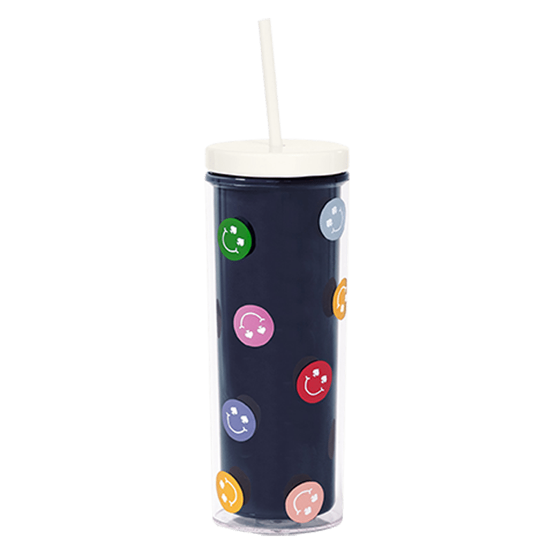 Acrylic Tumbler with Straw, Spade Smiley