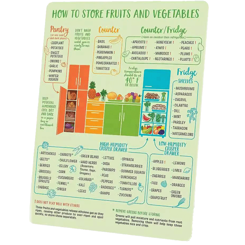 Fruit & Veggies Storage Guide Refrigerator Magnet