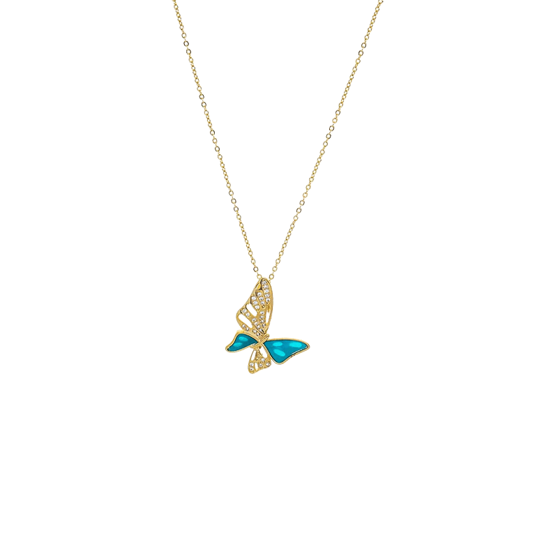 Flying Turquoise Butterfly Necklace