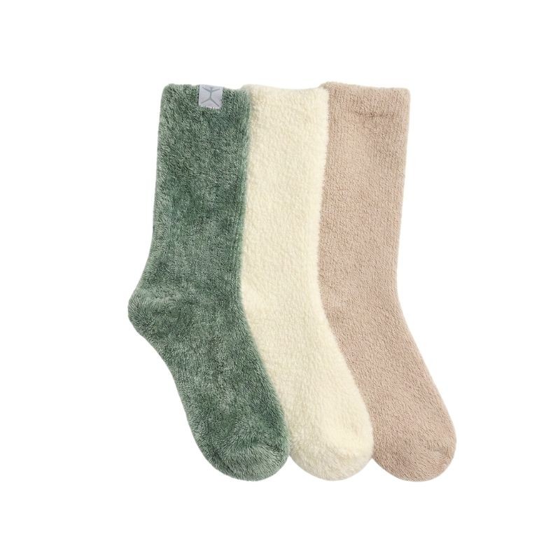 Ladies 3PK Mixed Longhair Chenille Cozy Crews