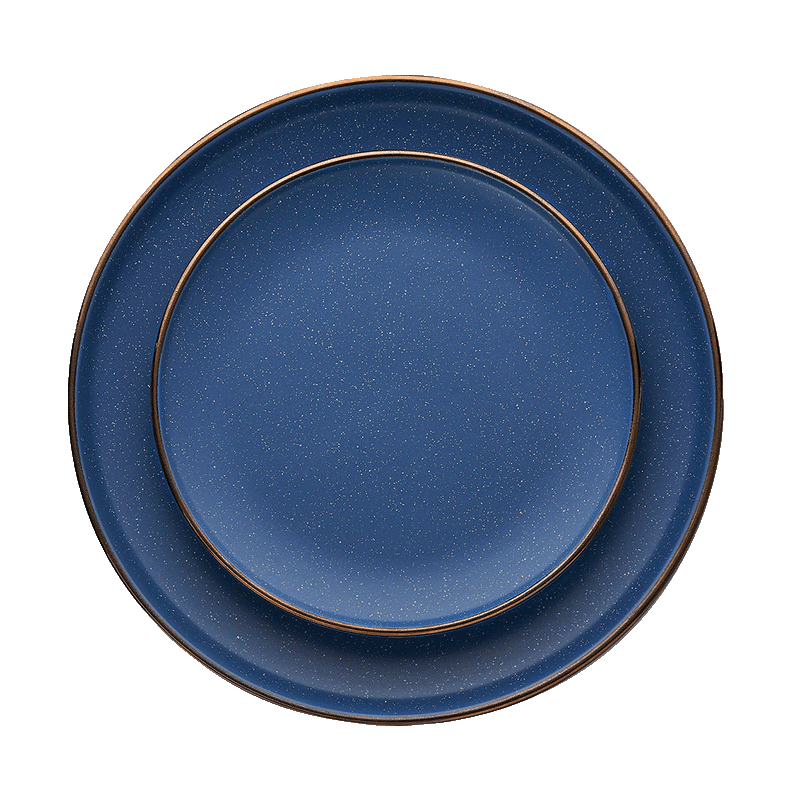 16 Piece Blue & Gold Rim Dinner Set