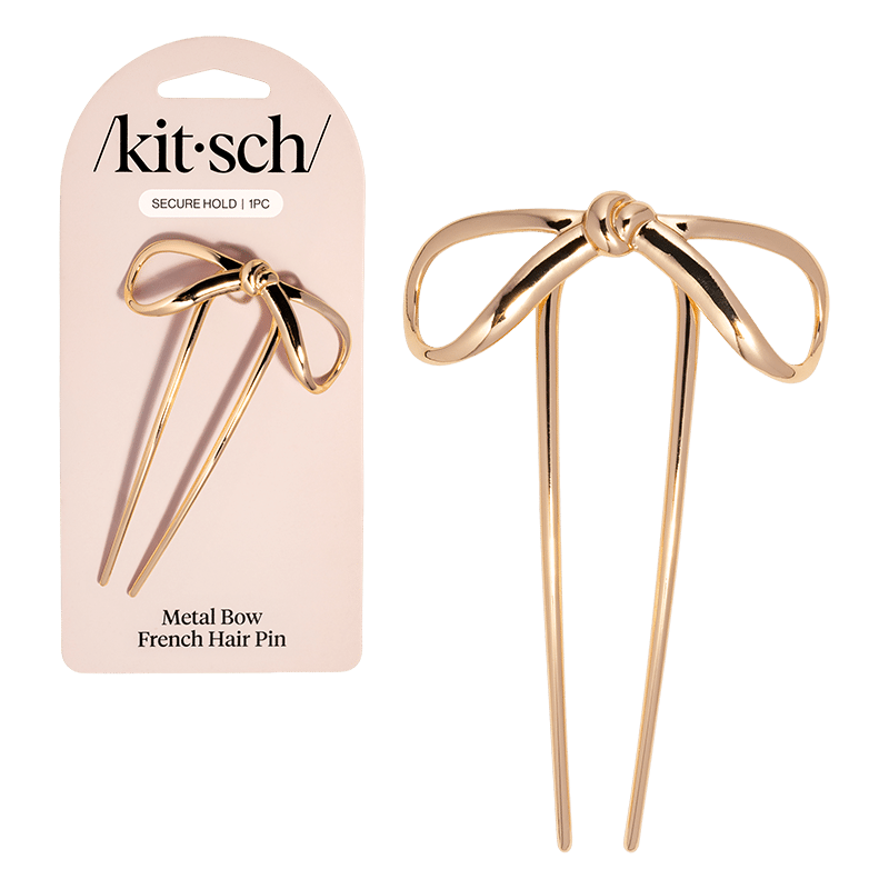 Mini Metal Bow French Hair Pin - Gold