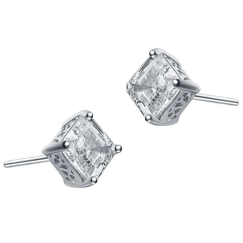 White Gold Plated Square Stud Earrings
