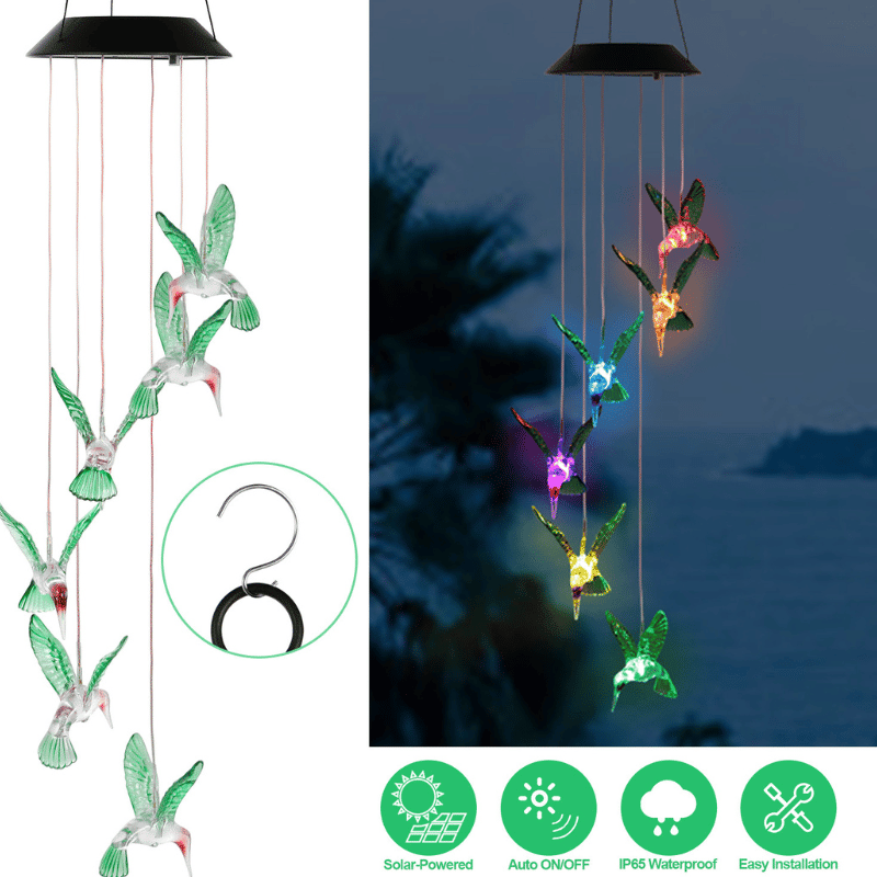 LED Solar Hummingbird Wind Chime