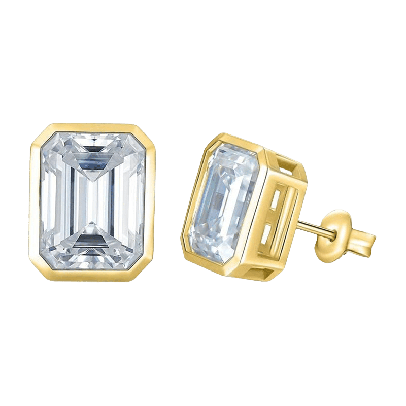 Gold-Tone Emerald Cut Studs