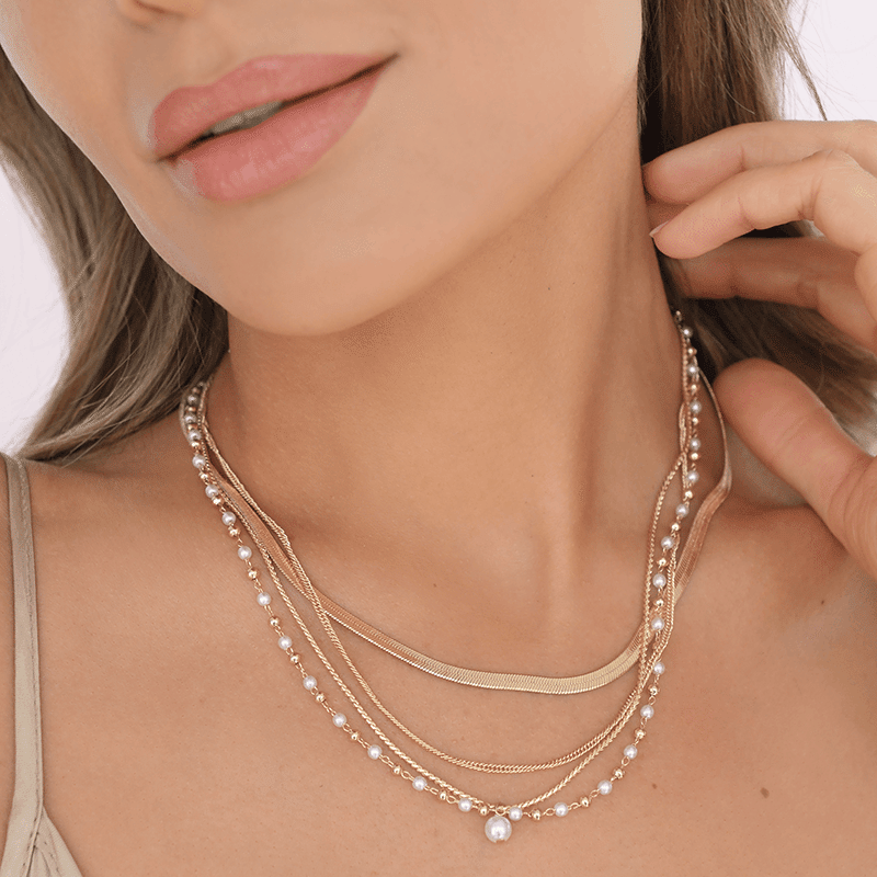 All the Chains Pearl Layered Necklace