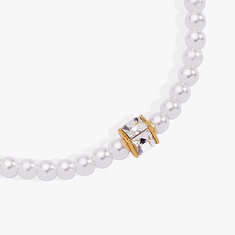 Crystal And Pearl Beaded Stretch Bracelet