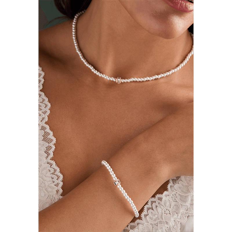 Crystal And Pearl Beaded Stretch Bracelet