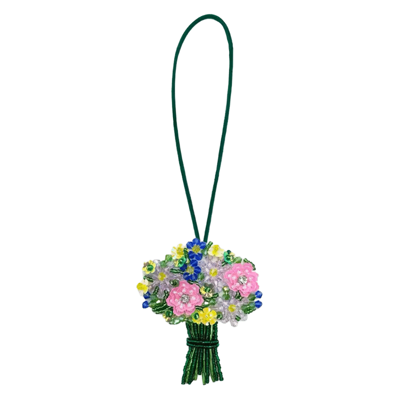 Flower Bouqet Beaded Bag Charm