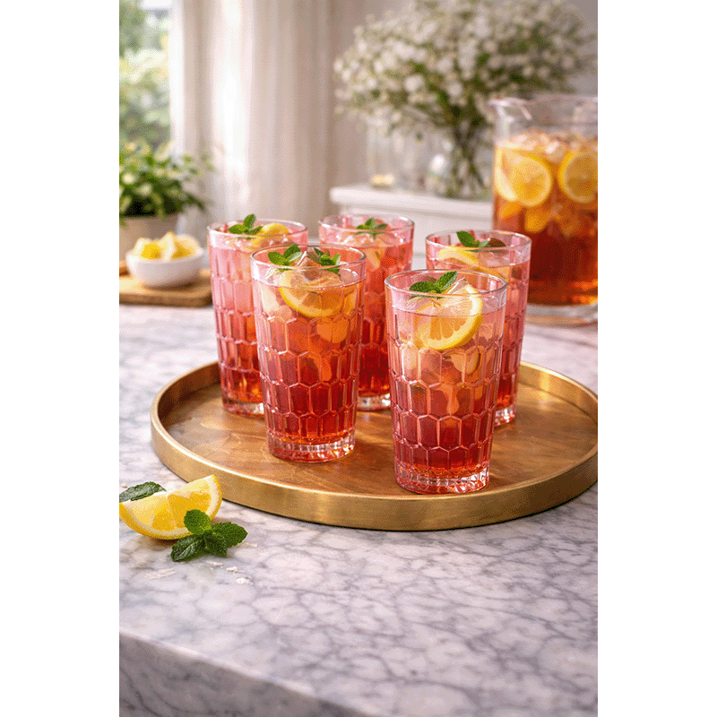 Rex Pink Highball Glasses (Set of 8)