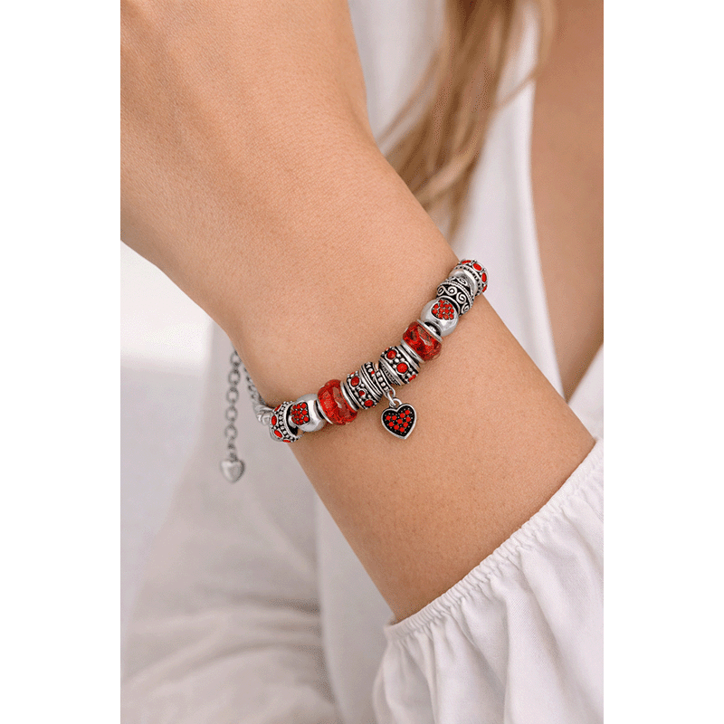 Crystal Red Halo Heart Bracelet
