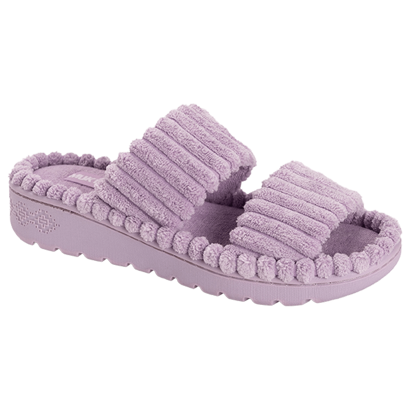 Double Strap Slide in Cloud Ribbed Terry