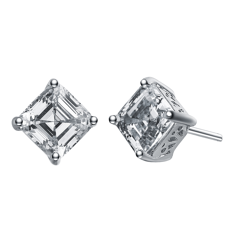 White Gold Plated Square Stud Earrings