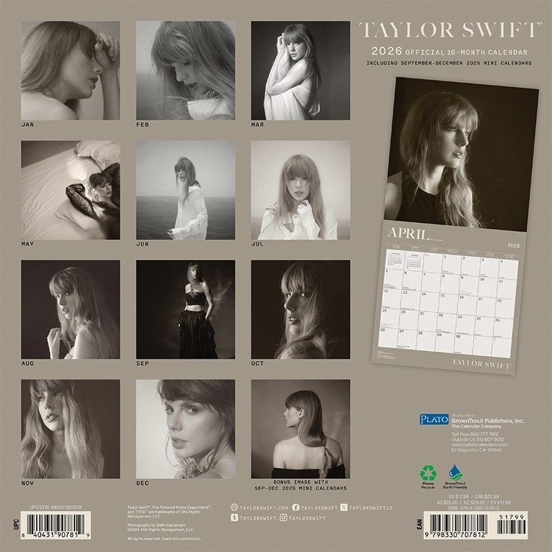 Taylor Swift 2026 Square Plato Calendar