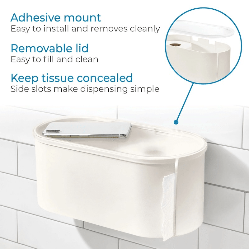 Adhesive Bathroom Storage Bin with Lid