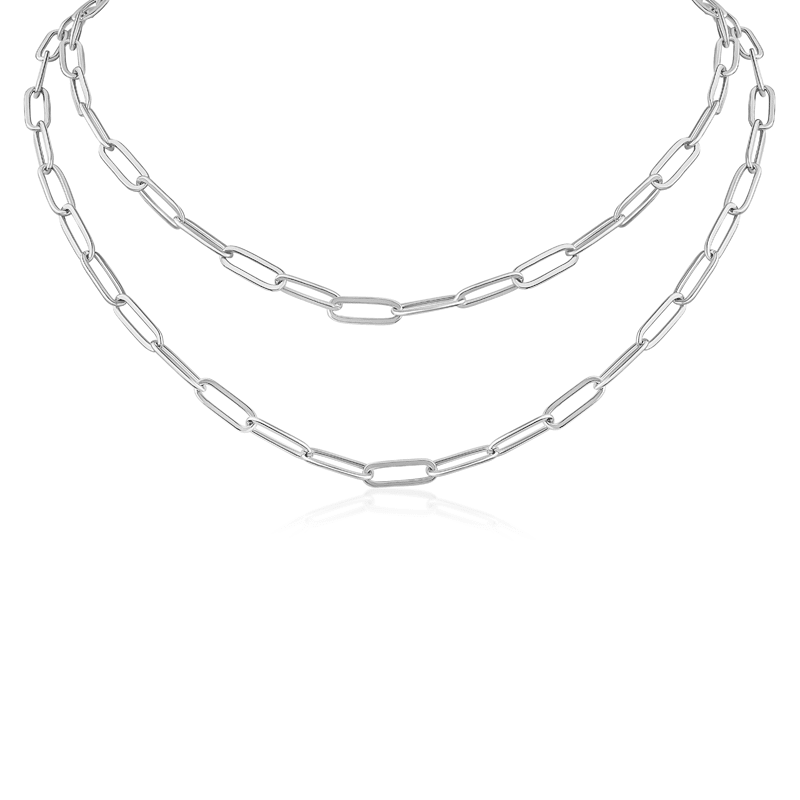Double Paperclip Chain Necklace