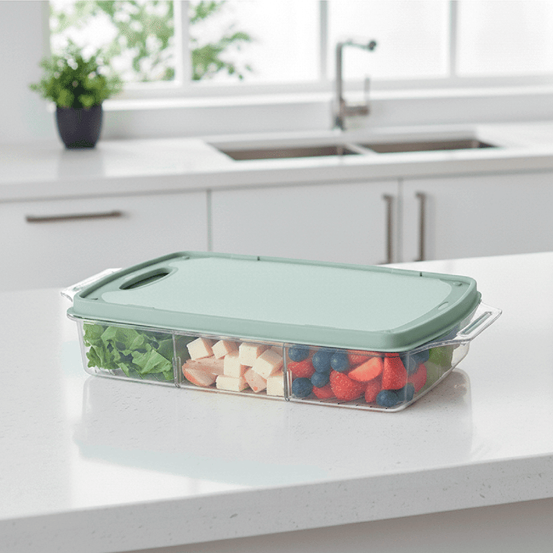 Green 118oz Snack Box with Cutting Board