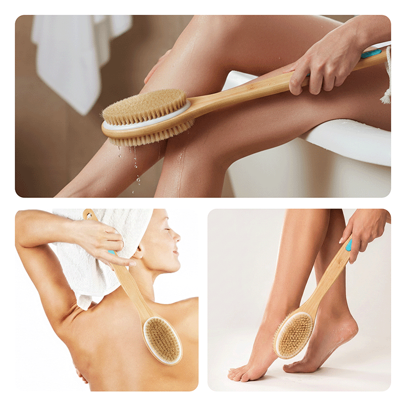 Double Sided Shower Brush with Long Handle