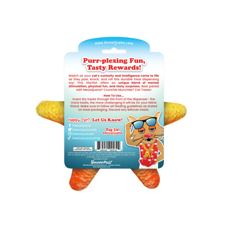 Knock 'n' Nibble Starfish Refillable Treat Dispensing Cat Toy
