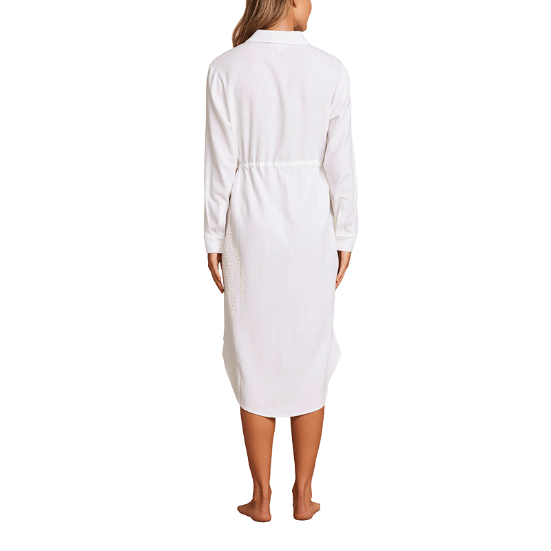 Linen Blend Cinched Shirtdress