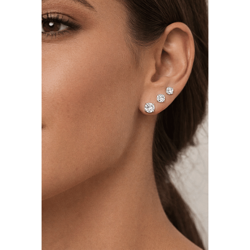 Sterling Silver Round Stud Earrings (3 Pack)