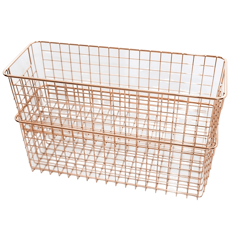 Rectangular Metal Organization Basket (2 Pack)