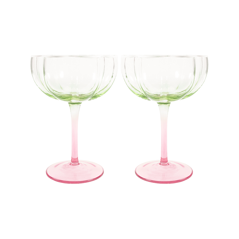 Coupe Glass Set, Jade Lime/Pink Muse Ombre