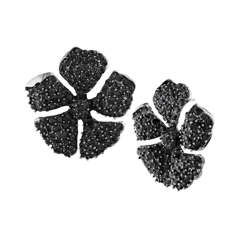 Hibiscus Floral Pave Earrings