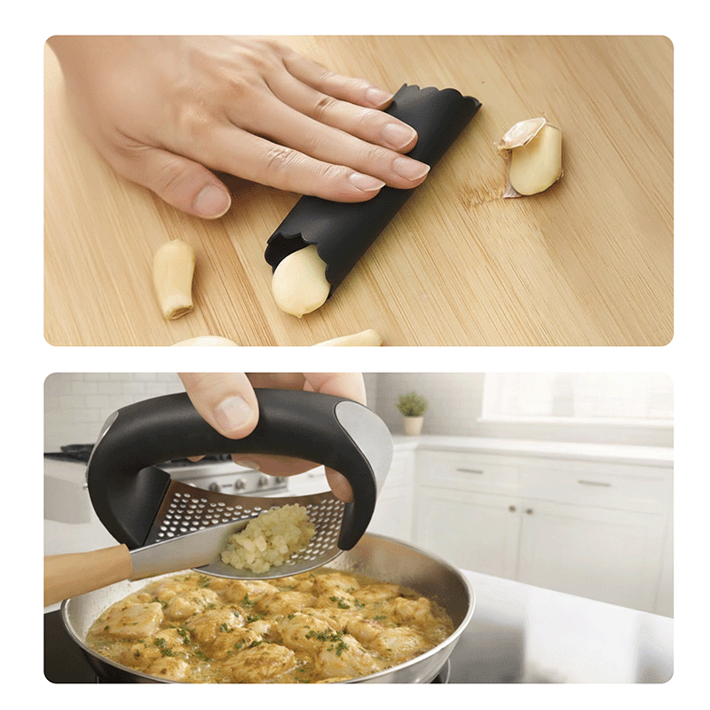 Stainless Steel Garlic Press Rocker Set