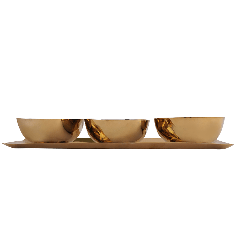 Auburn Gold Tray & Bowl Set