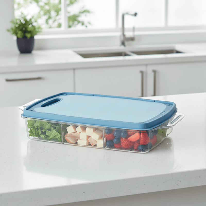 Blue 118oz Snack Box with Cutting Board