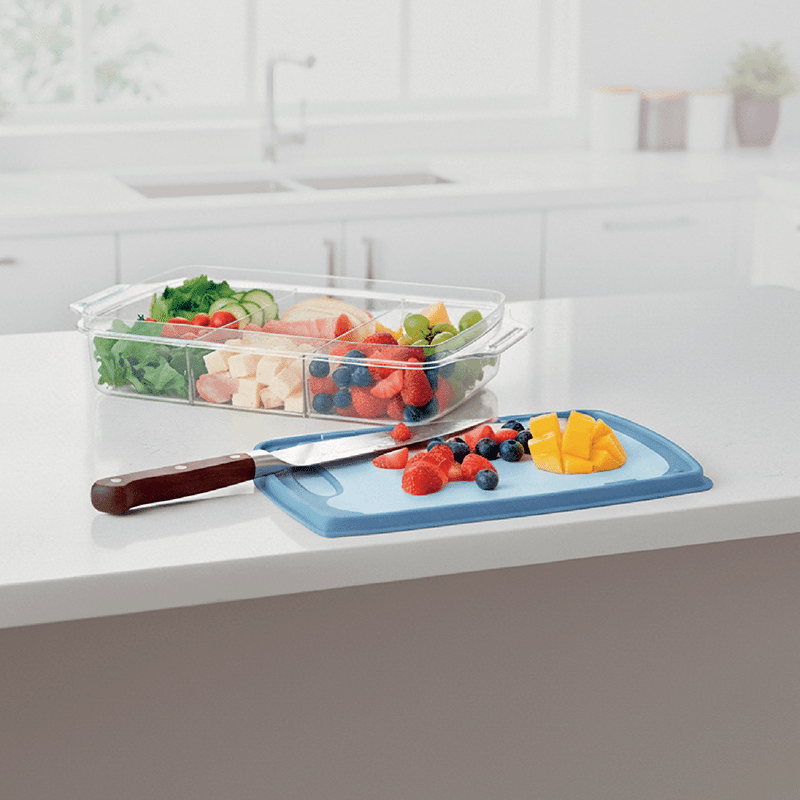 Blue 118oz Snack Box with Cutting Board