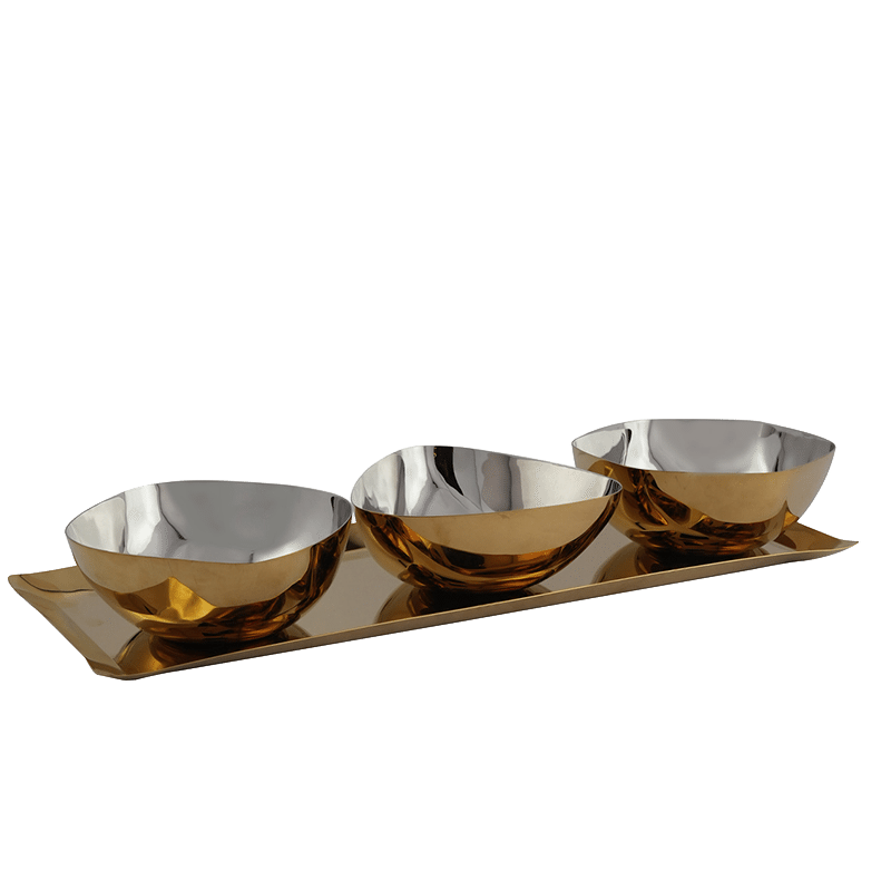 Auburn Gold Tray & Bowl Set