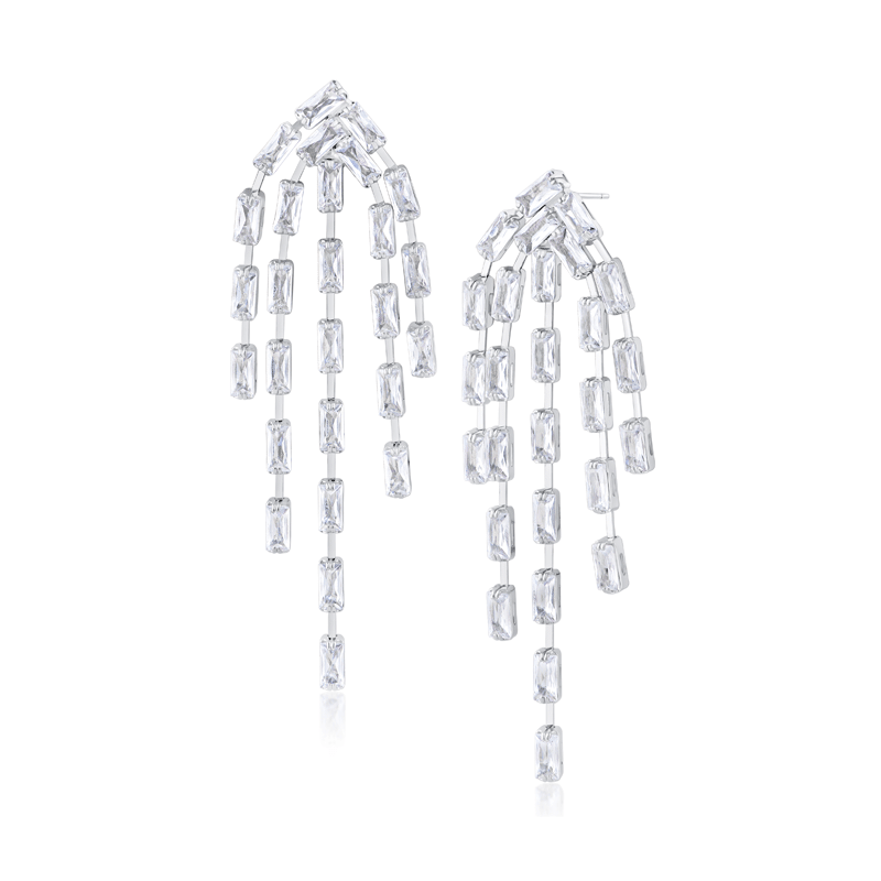 Cascading Baguette Crystal Earrings