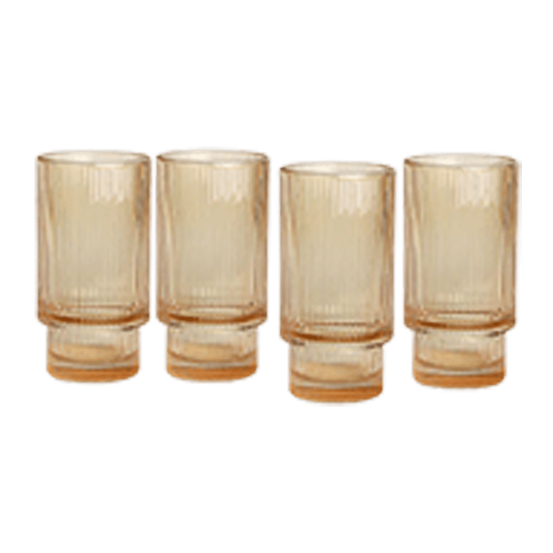 4 Piece Ribbed Drinking Glass Set