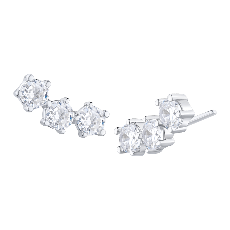2 CTTW Round Cut CZ Mini Crawler Earrings