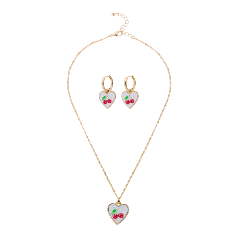 Sweet Cherry Necklace & Earring Set