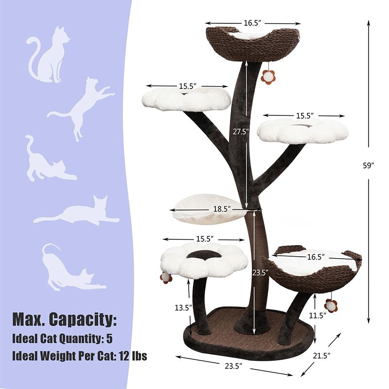 Blossom 59" Natural Sisal 6 Level Large Cat Tree