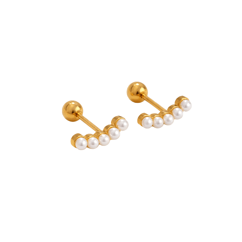 5 Pearl Stud Earrings